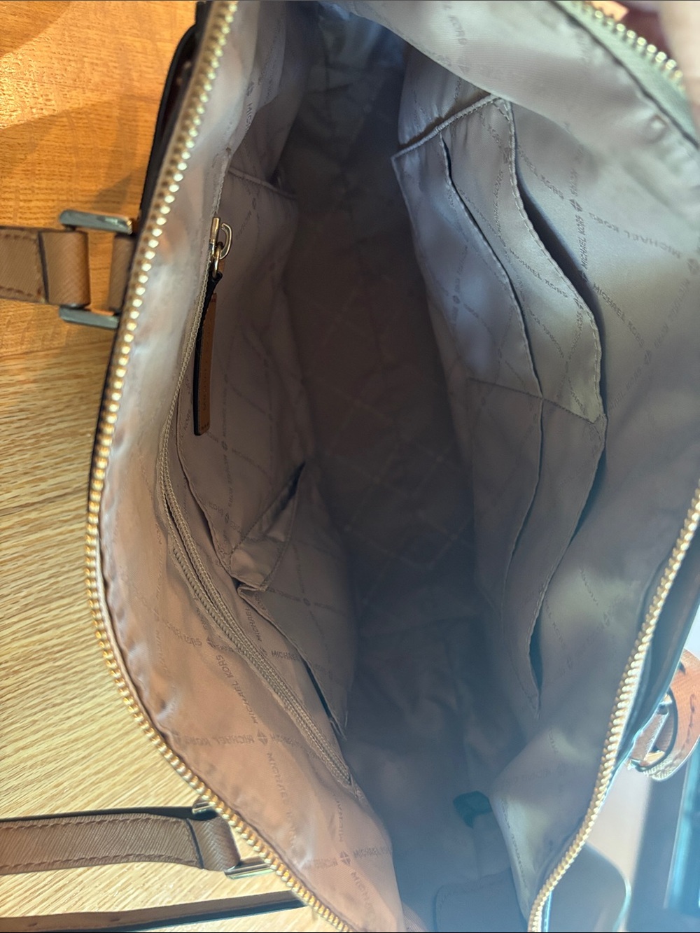 Michael Kors Brown Monogram Satchel with Gold Hardware - Picture 7 of 7